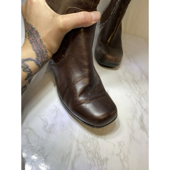 CLARKS DREAM REGAL Brown 37629 LONG BOOTS WOMENS 8.5M LEATHER ZIP SIDE SUEDE - Picture 8 of 10